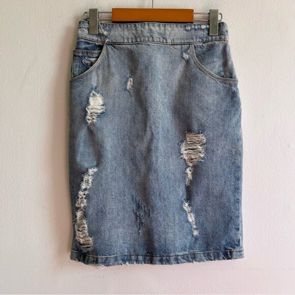 IRO Dresses & Skirts - IRO Sz XS Denim Distressed Jean Skirt